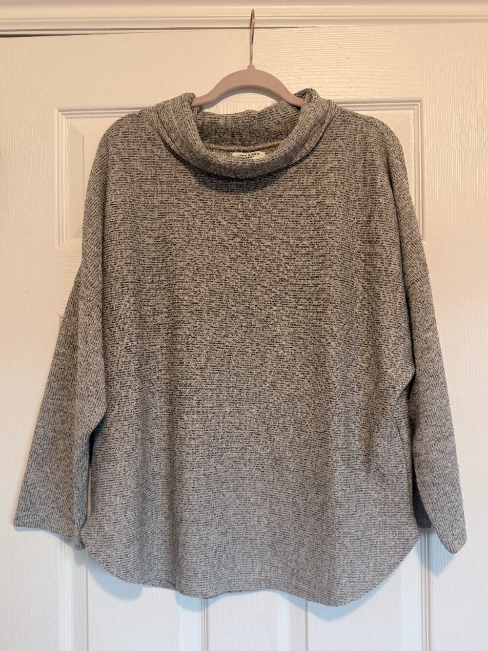 Max Studio London Heather Gray Marled Knit Cowl Neck Oversized Sweater XL